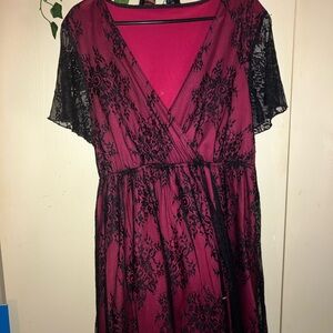 Elegant Black Lace Overlay Dress